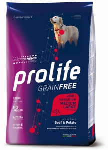 Foto Prolife - Grain Free Adult Sensitive Medium/Large al Manzo e Patate da 10 Kg