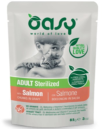 Foto Oasy - Bocconcini in Salsa Adult Sterilized con Salmone da 85g