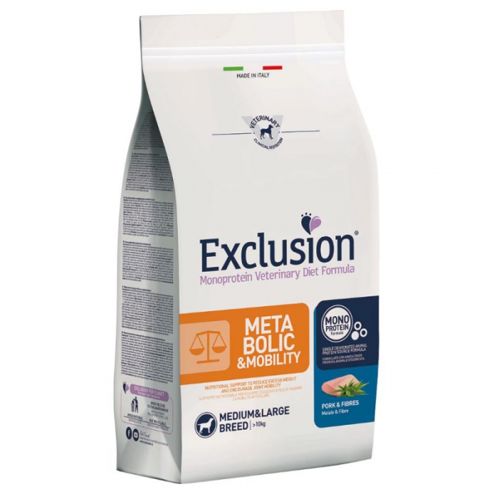 Foto Exclusion - Diet Metabolic Mobility Adult Medium Large al Maiale e Fibre da 12 Kg