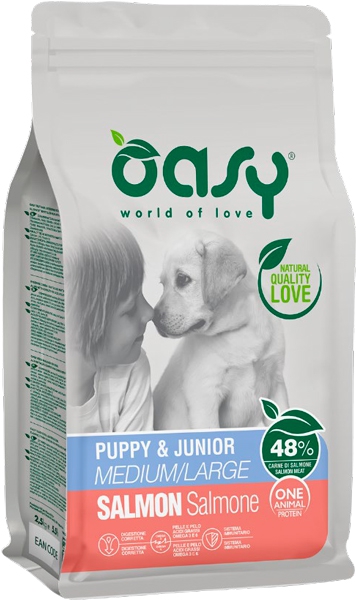 Foto Oasy Linea One Animal Protein - Puppy Medium/Large al Salmone da 12 Kg