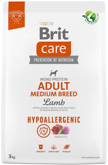 Foto Brit Care - Hypoallergenic Adult Medium Breed Lamb da 3 Kg