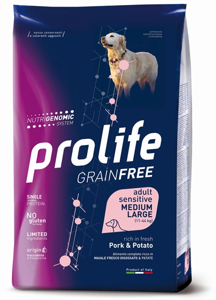 Foto Prolife - Grain Free Adult Sensitive Medium/Large al Maiale e Patate da 10 Kg