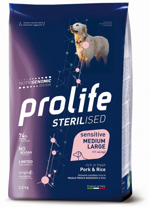 Foto Prolife - Sterilised Sensitive Adult Medium/Large al Maiale e Riso da 12 kg