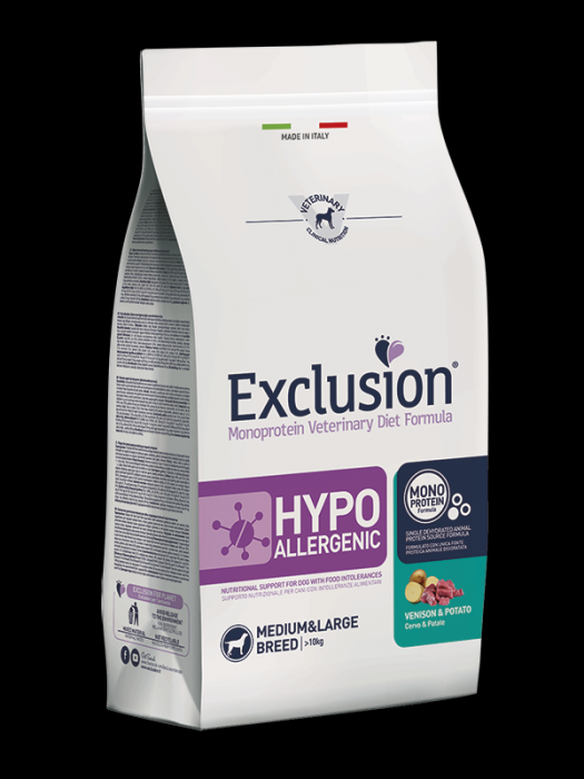 Foto Exclusion - Diet Hypoallergenic Adult Medium Large al Cervo e Patate da 12 Kg