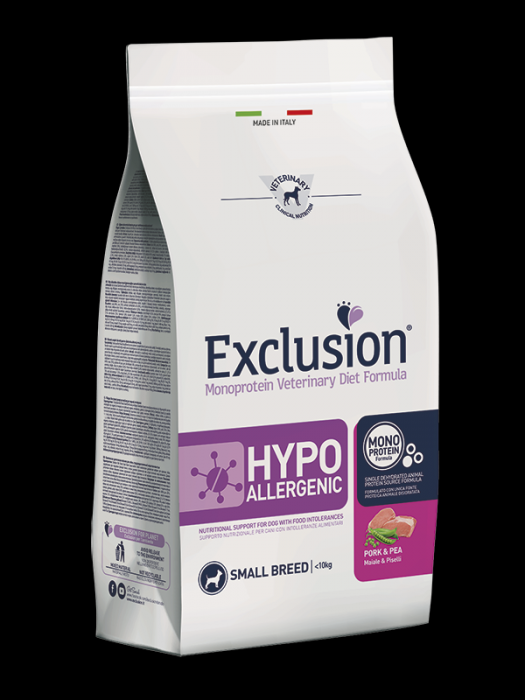 Foto Exclusion - Diet Hypoallergenic Adult Small al Maiale e Piselli da 7 Kg