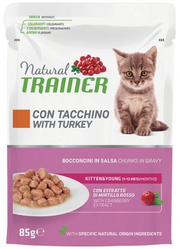 Foto Natural Trainer - Kitten/Young con Bocconcini di Tacchino in Salsa da 85g