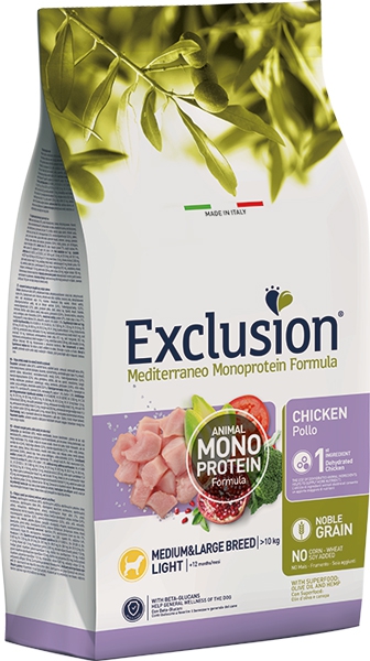 Foto Exclusion Mediterraneo - Adult Medium/Large Light al Pollo da 12 Kg