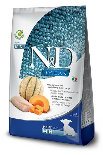 Foto Farmina N&D Ocean - Puppy Mini Merluzzo, Zucca e Melone Cantalupo da 7 Kg
