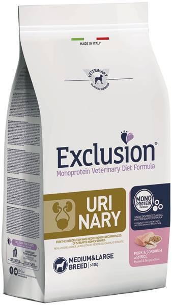 Foto Exclusion - Diet Urinary Adult Medium/Large al Maiale, Sorgo e Riso da 12 Kg