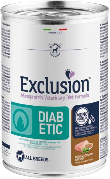 Foto Exclusion - Diet Diabetic Mobility al Maiale, Sorgo e Piselli da 400 gr