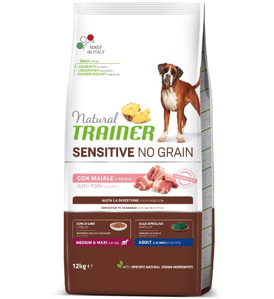 Foto Natural Trainer - Sensitive No Grain Adult Medium/Maxi con Maiale e Patate da 12 Kg