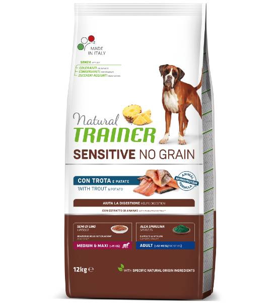 Foto Natural Trainer - Sensitive No Grain Adult Medium/Maxi con Trota e Patate da 12 Kg