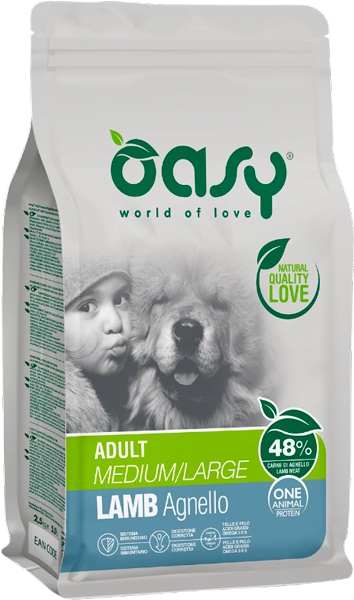 Foto Oasy Linea One Animal Protein - Adult Medium/Large con Agnello da 2.5 Kg