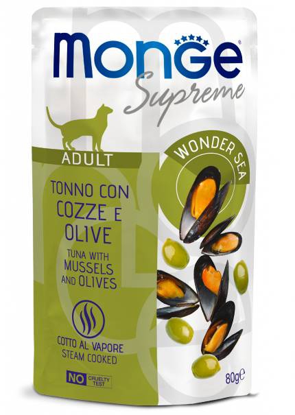 Foto Monge - Buste Supreme Adult con Tonno, Cozze e Olive da 80g