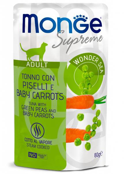 Foto Monge - Buste Supreme Adult con Tonno, Piselli e Baby Carrots da 80g