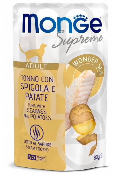 Foto Monge - Buste Supreme Adult con Tonno, Spigola e Patate da 80g