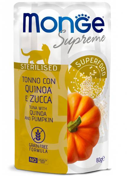 Foto Monge - Buste Supreme Sterilised con Tonno, Quinoa e Zucca da 80g