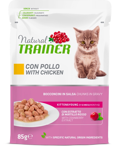 Foto Natural Trainer - Kitten/Young con Bocconcini di Pollo in Salsa da 85g