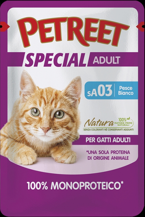 Foto Petreet - sA03 Monoproteico 100% Pesce Bianco da 70g - SCAD. RAVVICINATA 12/25 -50%