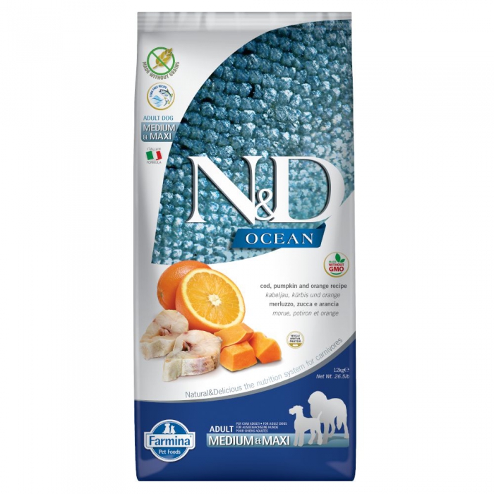 Foto Farmina N&D Ocean - Adult Medium/Maxi Zucca, Merluzzo e Arancia da 12 Kg