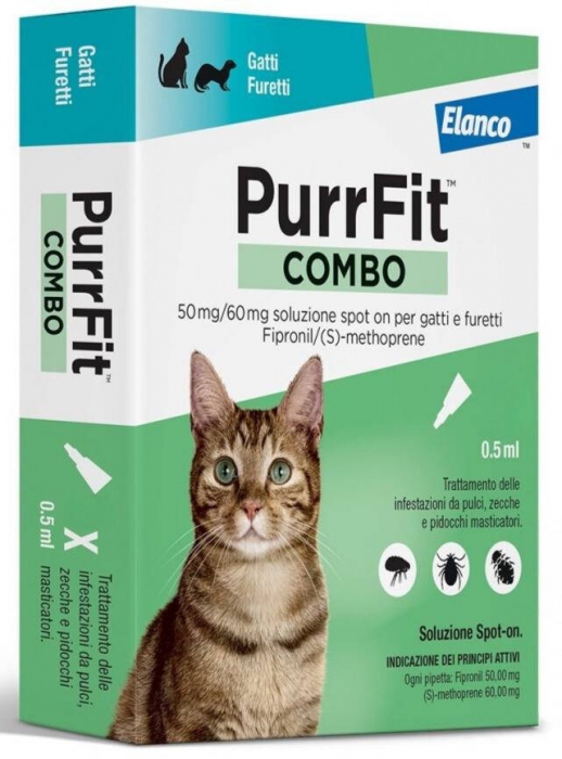 Foto Elanco - PurrFit Spot On Combo Antiparassitario per Gatti e Furetti 50-60 MG 3X0,5 ML
